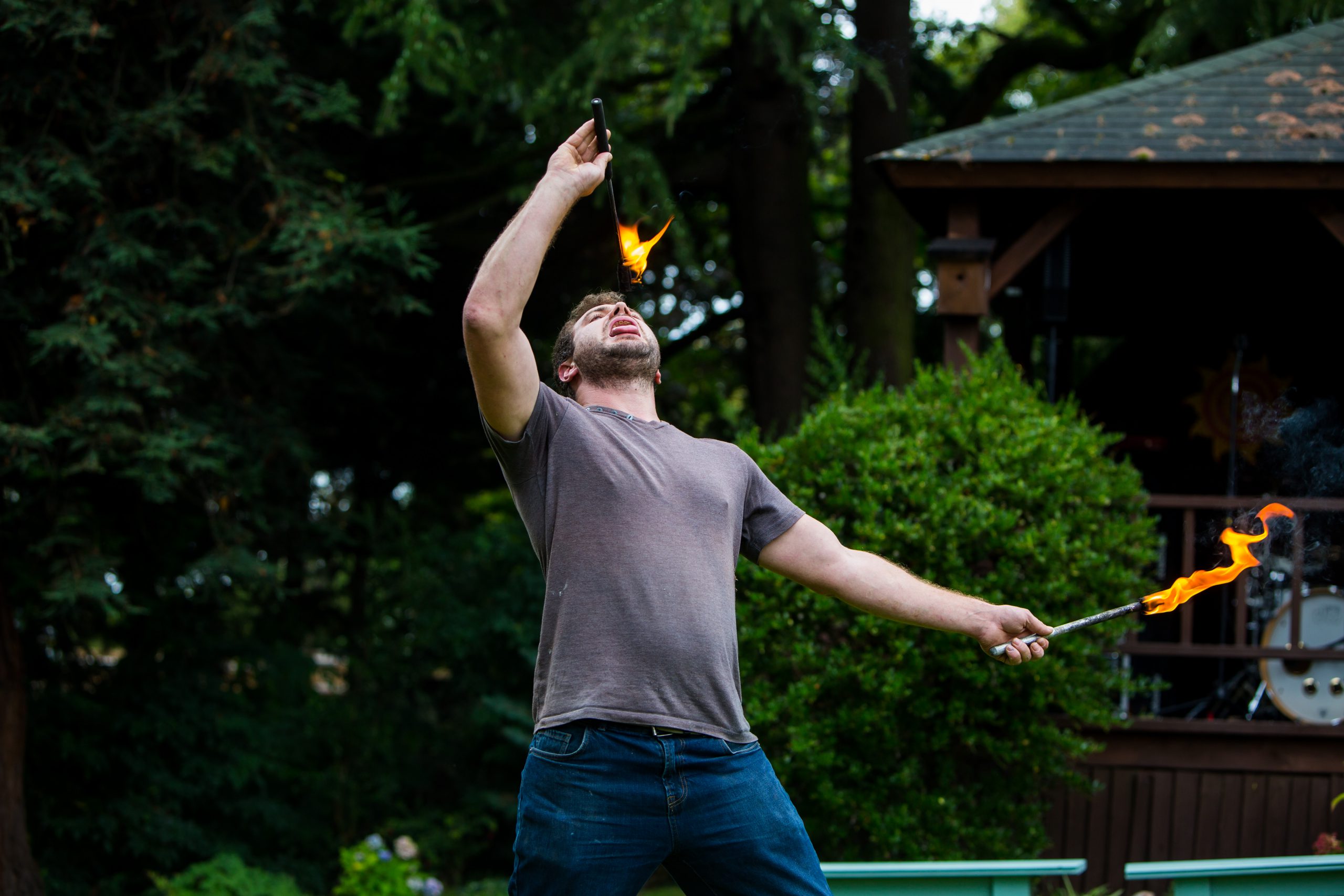 Fire eater at the summer festival