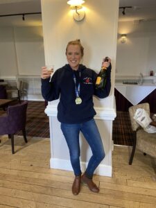 Sian celebrates after completing Three Peaks for Nottinghamshire Hospice