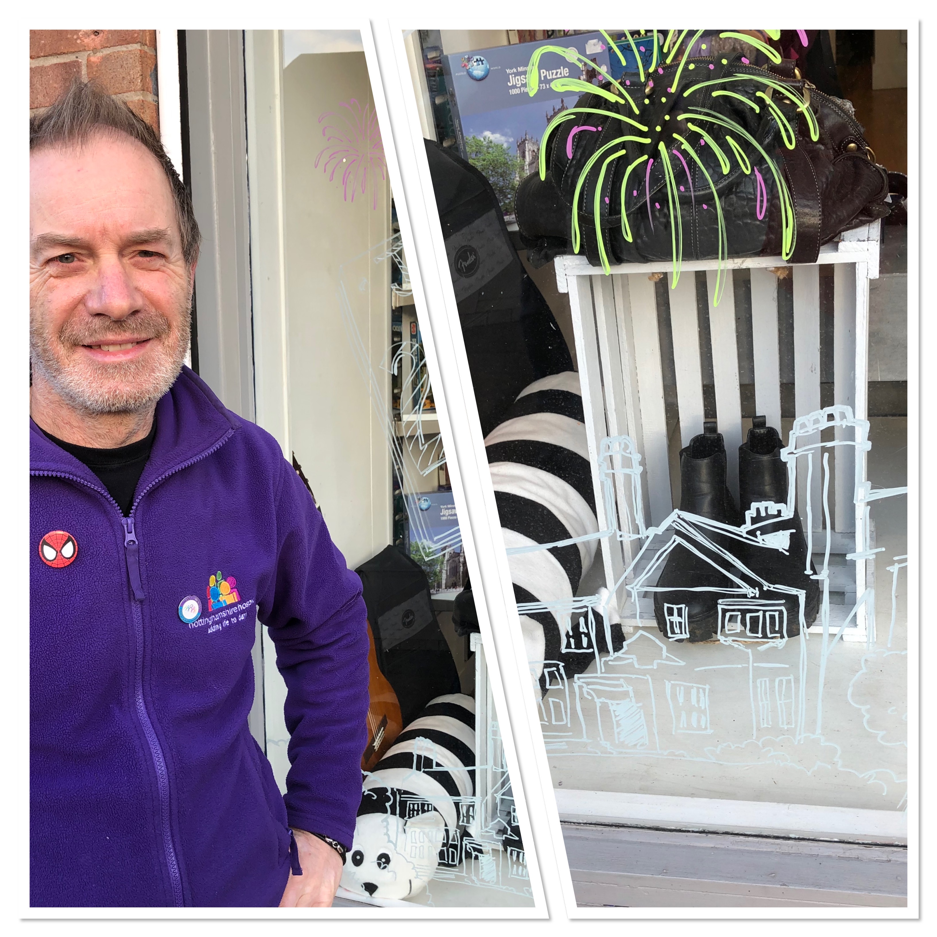 Shop manager Mark with window painting