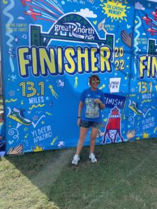 Annette Knowles at the finish line of the Great North Run